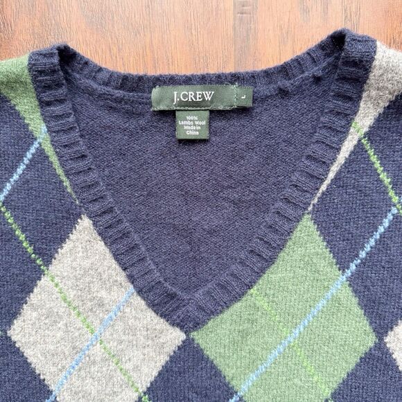 J Crew 100% Lambs Wools Mens‎ Argyle Sweater Vest Sz L Academia Preppy Classic - Picture 5 of 15